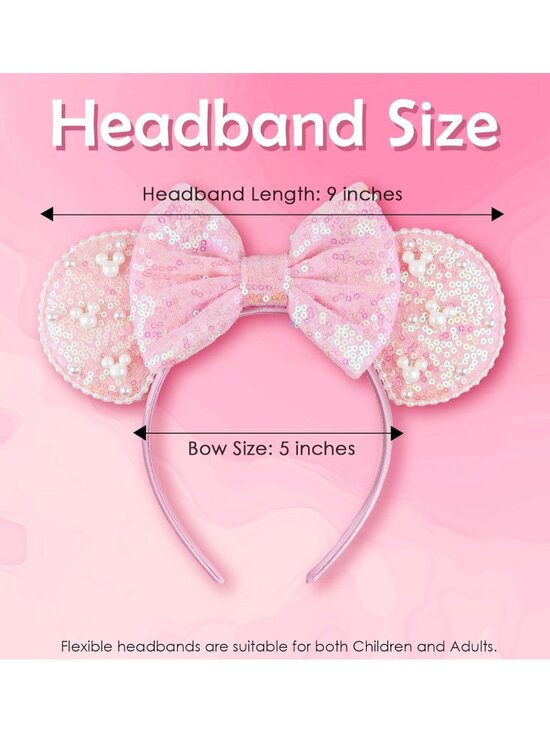 Women Pink Polyester Velvet Mickey Mouse Halloween Costume Headband